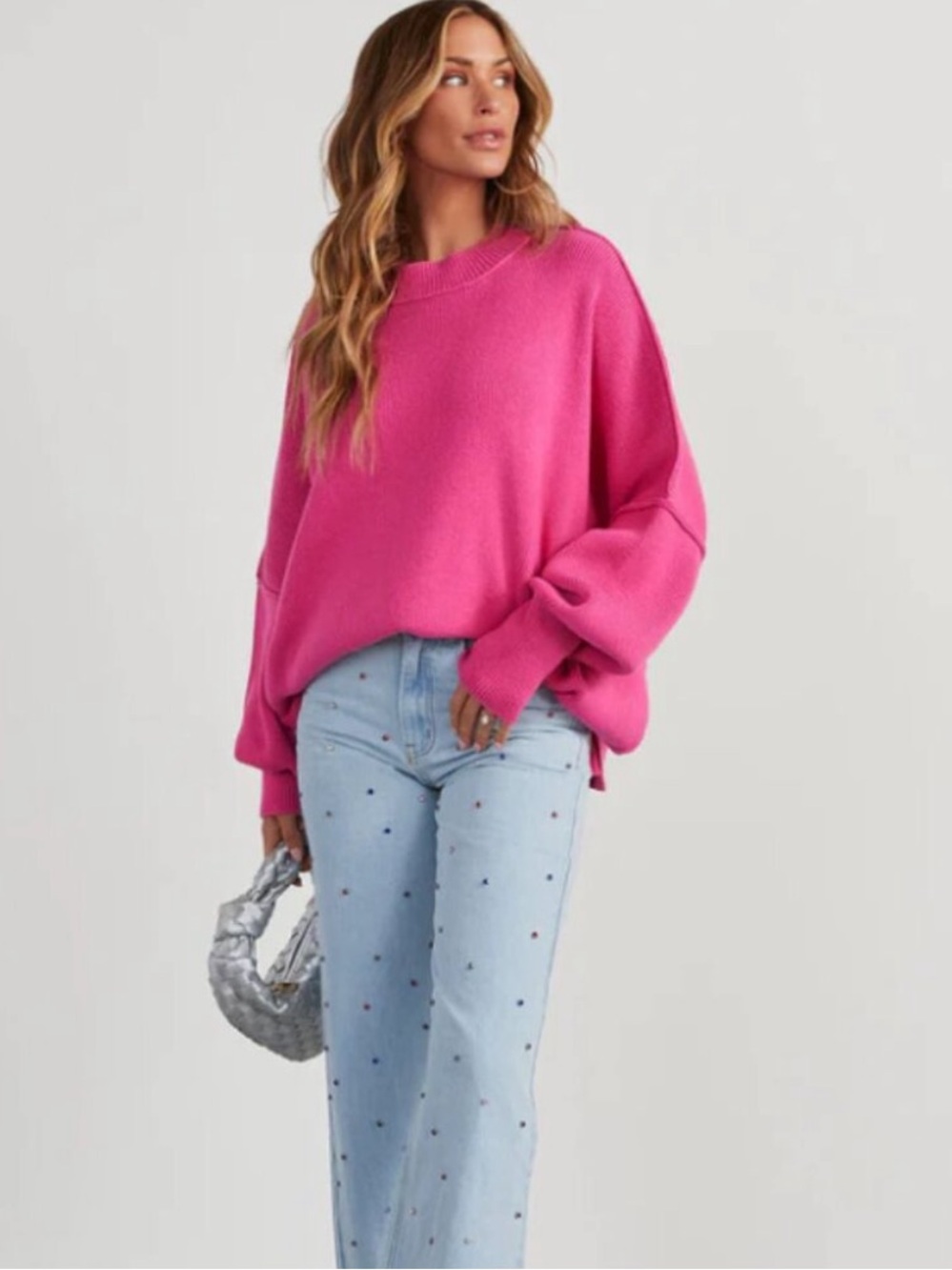 VICI Elouise Knit Oversized Crewneck Sweater